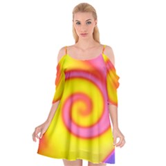 Swirl Yellow Pink Abstract Cutout Spaghetti Strap Chiffon Dress by BrightVibesDesign