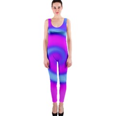 Swirl Pink Turquoise Abstract One Piece Catsuit by BrightVibesDesign