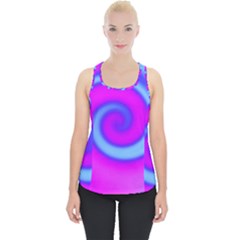 Swirl Pink Turquoise Abstract Piece Up Tank Top by BrightVibesDesign