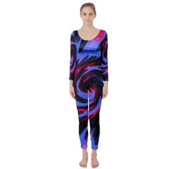 Swirl Black Blue Pink Long Sleeve Catsuit by BrightVibesDesign