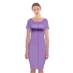 Mod Twist Stripes Purple And White Classic Short Sleeve Midi Dress by BrightVibesDesign