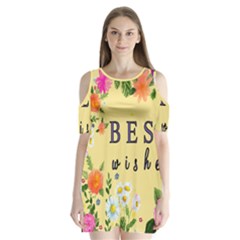 Best Wishes Yellow Flower Greeting Shoulder Cutout Velvet One Piece by Sapixe