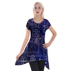 Networks Internet Social Short Sleeve Side Drop Tunic by Sapixe