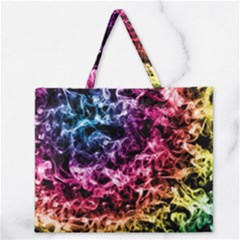 Smoke Colors Soul Black Blue Zipper Large Tote Bag by Sapixe