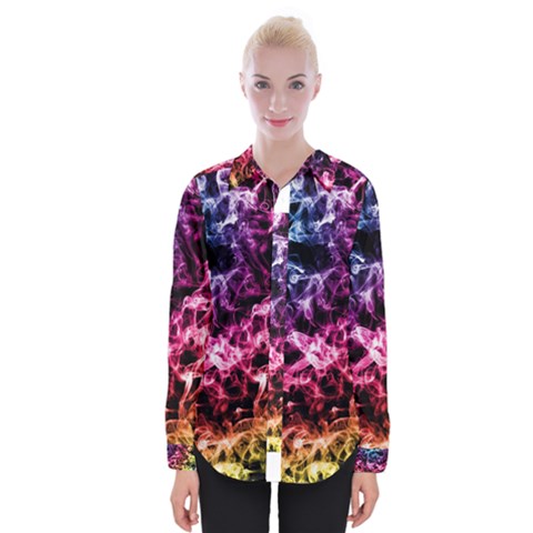 Smoke Colors Soul Black Blue Womens Long Sleeve Shirt by Sapixe