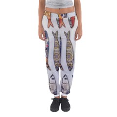 Fish Sardines Motive Pattern Women s Jogger Sweatpants