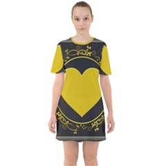 Background Heart Romantic Love Sixties Short Sleeve Mini Dress by Sapixe