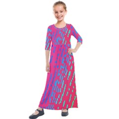 Background Desktop Mosaic Raspberry Kids  Quarter Sleeve Maxi Dress