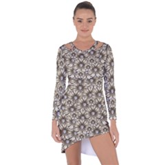 Background Flowers Asymmetric Cut-out Shift Dress by Sapixe