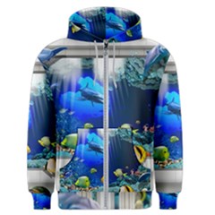 Dolphin Art Creation Natural Water Men s Zipper Hoodie by Sapixe