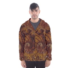 Copper Caramel Swirls Abstract Art Hooded Windbreaker (men) by Sapixe