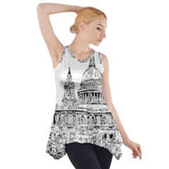 Line Art Architecture Church Side Drop Tank Tunic by Sapixe