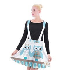 Owl Animal Daisy Flower Stripes Suspender Skater Skirt