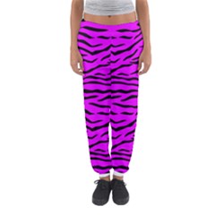 Hot Neon Pink And Black Tiger Stripes Women s Jogger Sweatpants by PodArtist