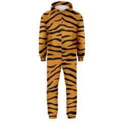 Orange And Black Tiger Stripes Hooded Jumpsuit (men)  by PodArtist