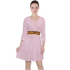 Elios Shirt Faces In White Outlines On Pale Pink Cmbyn Ruffle Dress by PodArtist