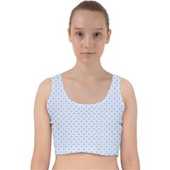 Alice Blue Quatrefoil In An English Country Garden Velvet Racer Back Crop Top by PodArtist