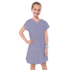 Usa Flag Blue And White Gingham Checked Kids  Drop Waist Dress by PodArtist