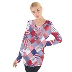 Usa Americana Diagonal Red White & Blue Quilt Tie Up Tee by PodArtist