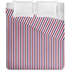 Usa Flag Red And Flag Blue Narrow Thin Stripes  Duvet Cover Double Side (california King Size) by PodArtist