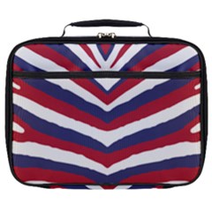 Us United States Red White And Blue American Zebra Strip Full Print Lunch Bag