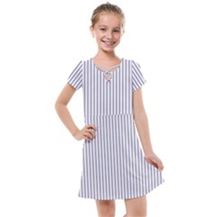 Mattress Ticking Narrow Striped Pattern In Usa Flag Blue And White Kids  Cross Web Dress by PodArtist