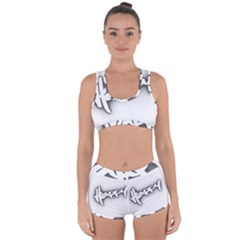 Lettering Points Creative Pen Dots Racerback Boyleg Bikini Set by Sapixe