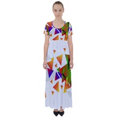 Abstract Pattern Background Design High Waist Short Sleeve Maxi Dress