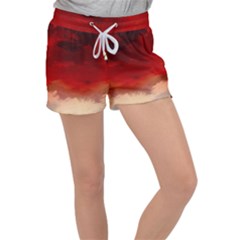 Flaming Skies Ominous Fire Clouds Women s Velour Lounge Shorts