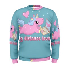 Long Distance Lover - Cute Unicorn Men s Sweatshirt by Valentinaart