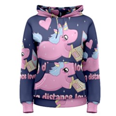 Long Distance Lover - Cute Unicorn Women s Pullover Hoodie by Valentinaart