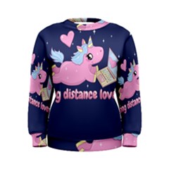 Long Distance Lover - Cute Unicorn Women s Sweatshirt by Valentinaart