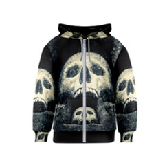 Smiling Skull Kids  Zipper Hoodie by FunnyCow