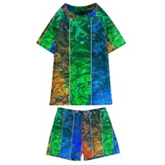 Rainbow Of Water Kids  Swim Tee And Shorts Set