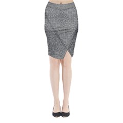 Linear Intricate Geometric Pattern Midi Wrap Pencil Skirt