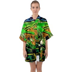 Lillies In The Terracota Vase 5 Quarter Sleeve Kimono Robe by bestdesignintheworld