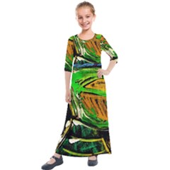 Lillies In The Terracota Vase 5 Kids  Quarter Sleeve Maxi Dress