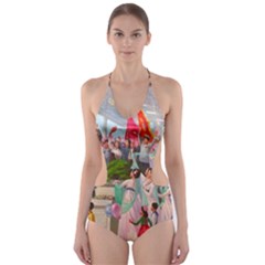 North  Korea - Propaganda Cut-out One Piece Swimsuit by Valentinaart