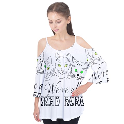 Funny Cats  We Are All Mad Here Flutter Tees by FunnyCow