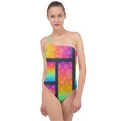 Background Colorful Abstract Classic One Shoulder Swimsuit