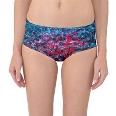 Water Color Red Mid-waist Bikini Bottoms by FunnyCow