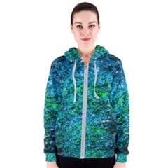 Water Color Green Women s Zipper Hoodie by FunnyCow