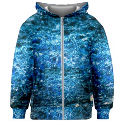 Water Color Blue Kids Zipper Hoodie Without Drawstring