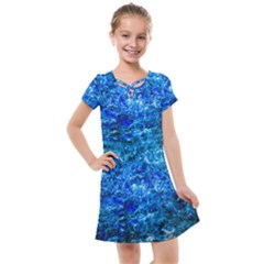 Water Color Navy Blue Kids  Cross Web Dress