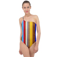 Colorful Stripes Classic One Shoulder Swimsuit