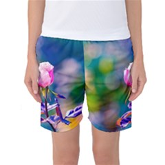 Pink Rose Flower Women s Basketball Shorts by FunnyCow