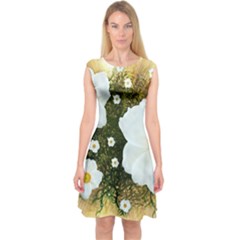 Summer Anemone Sylvestris Capsleeve Midi Dress by Nexatart