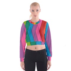 Abstract Background Colorful Strips Cropped Sweatshirt by Nexatart