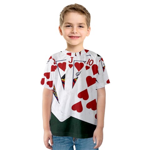 Poker Hands   Royal Flush Hearts Kids  Sport Mesh Tee by FunnyCow