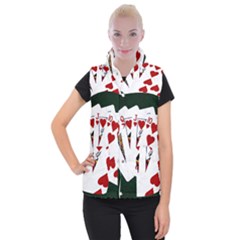 Poker Hands   Royal Flush Hearts Women s Button Up Vest by FunnyCow